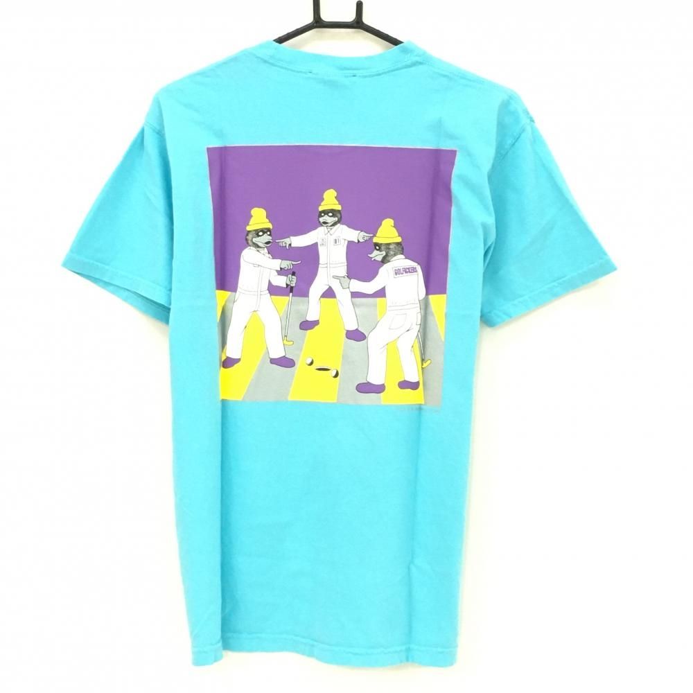 Golfickers ゴルフィッカーズ　Tシャツ 新品　未使用 新品】ゴルフィッカーズ Tシャツ ライトブルー×シルバー 後