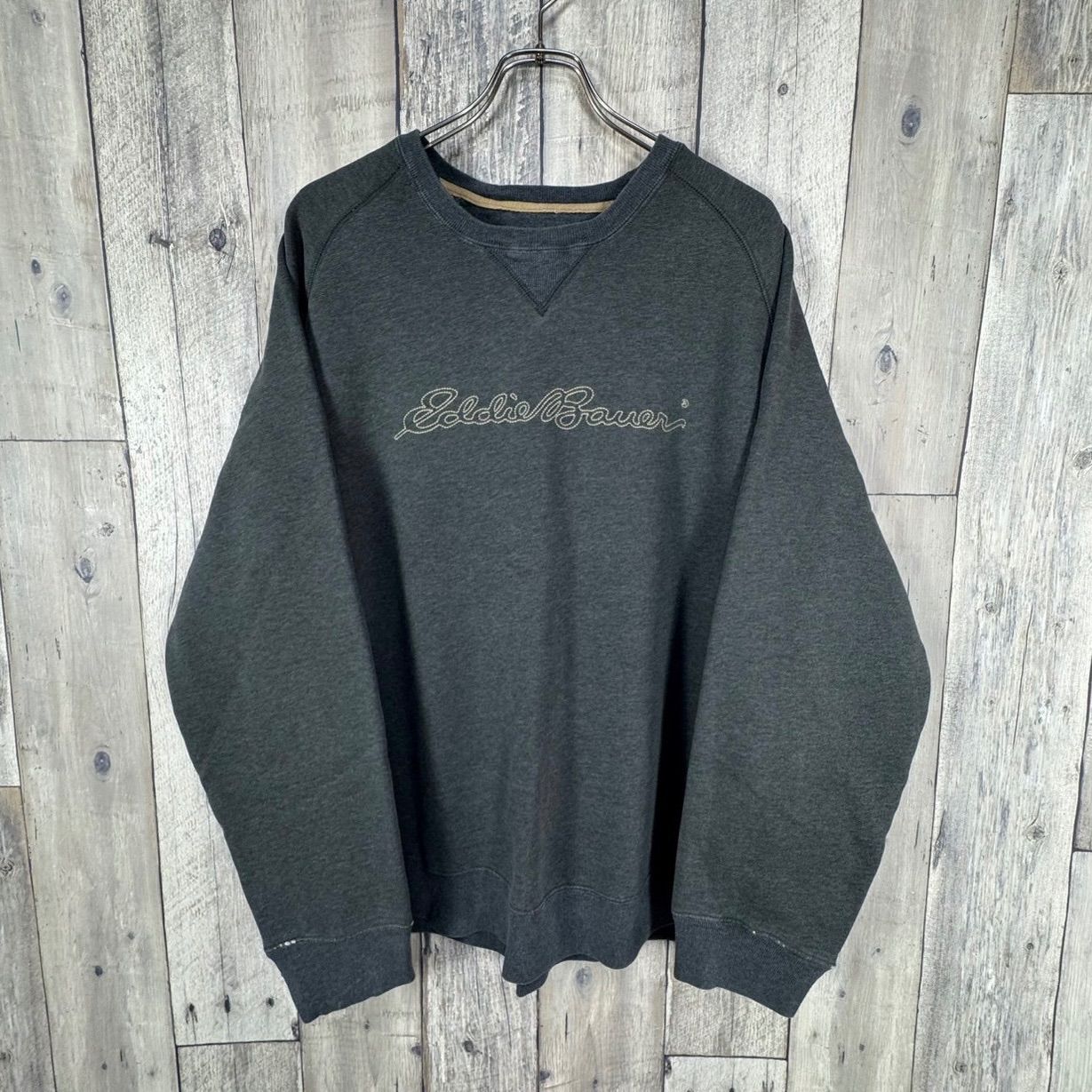 OLD Eddie Bauer 90s エディーバウアー Vガゼット ラグラン 肉厚 厚地 