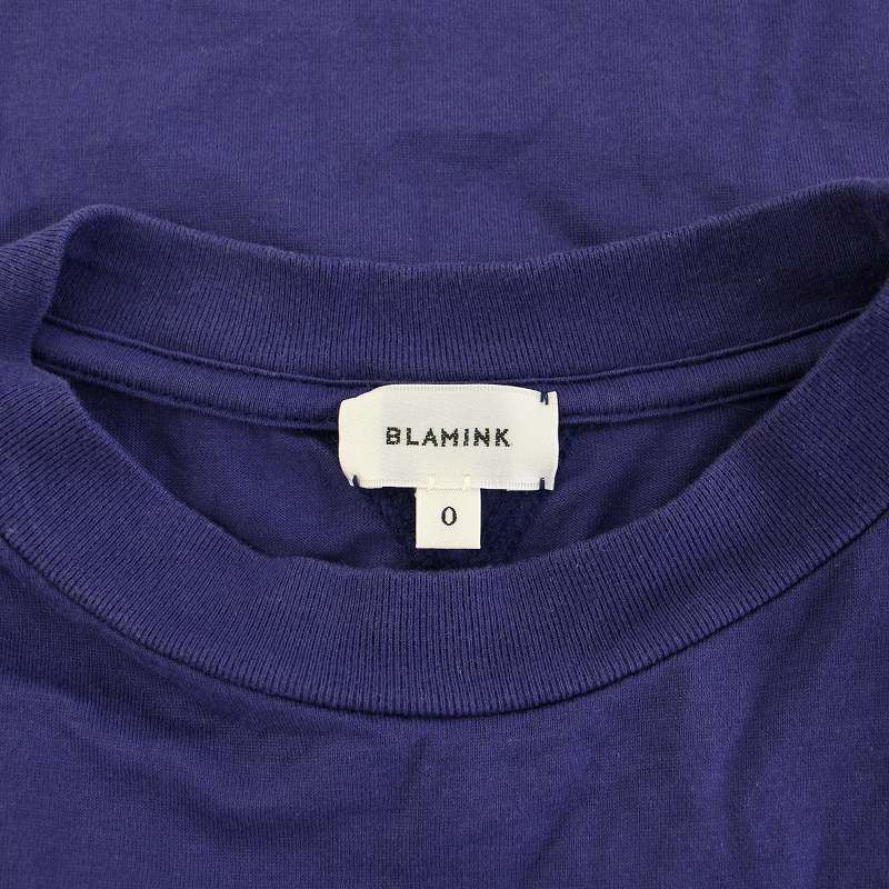 【BLAMINKブラミンク】エンブレム刺繍入り　半袖カットソー　ネイビー　0 ブラミンク BLAMINK エンブレム刺繍ノースリーブカットソー ブラウス
