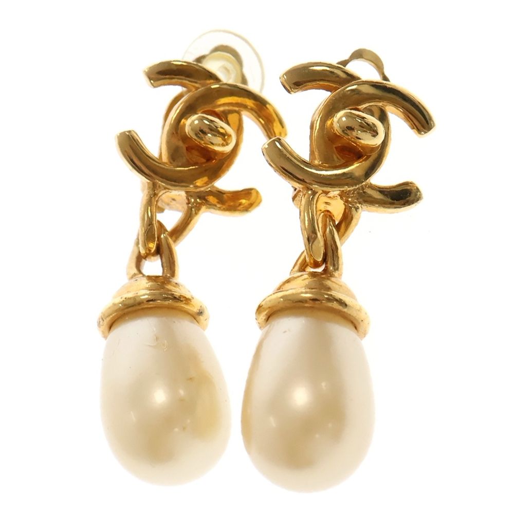 CHANEL シャネル タンロック パール ピアス ゴールド GP アクセサリー ヴィンテージ 97A