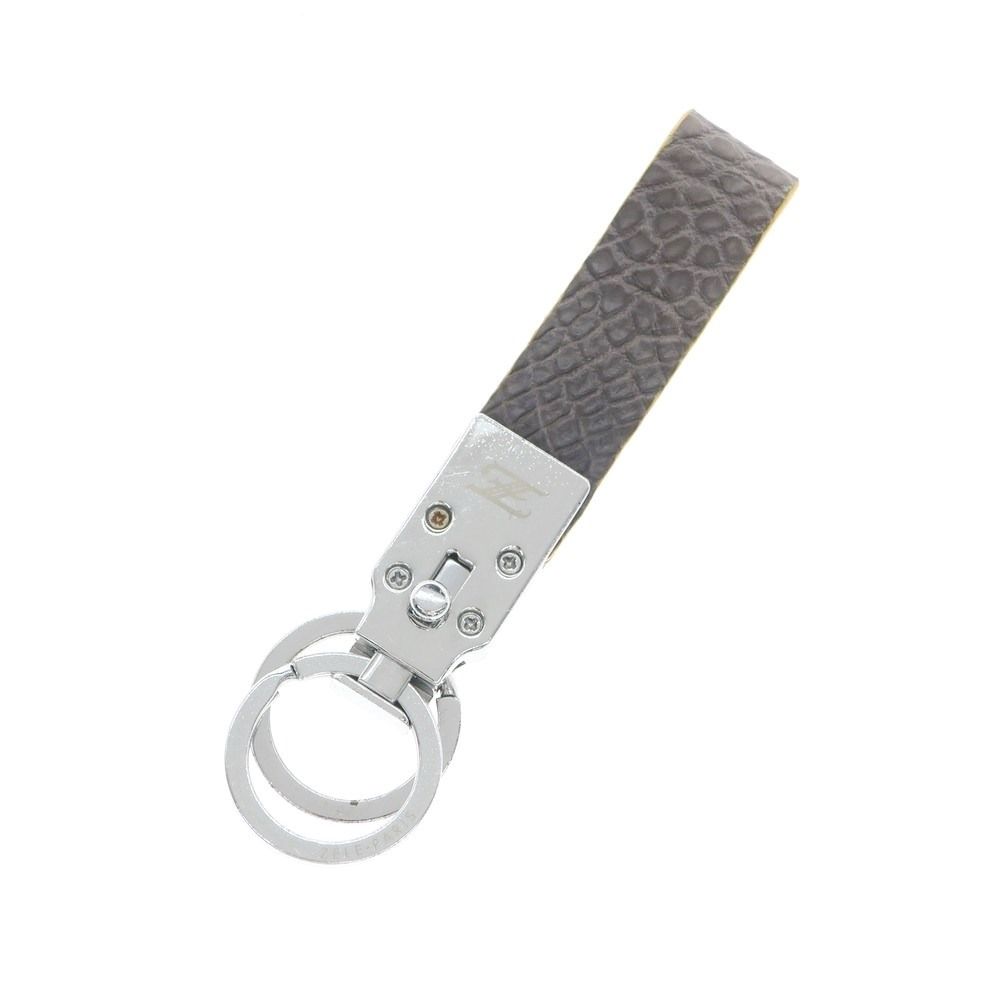 【中古】ゼルパリ ZELE PARIS リアルクロコダイル キーホルダー グレーxシルバー【メンズ】