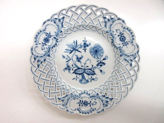 マイセン Meissen ブルーオニオン 透かし プレート18cm ブルー