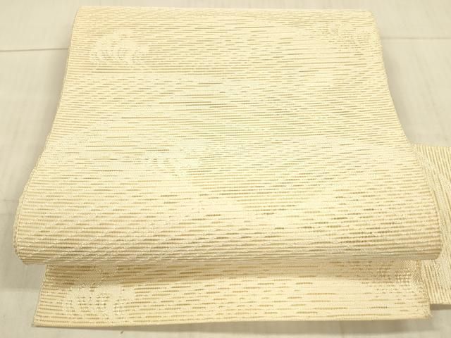 平和屋着物＊夏物 八寸名古屋帯 立波文 薄卵色 正絹 DAAX8881cm