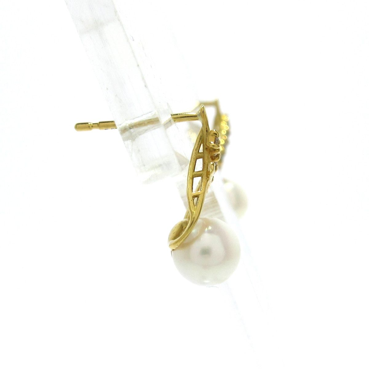 Unbranded ノーブランド ピアス K18YG×ダイヤモンド×白 総重量 1.2g|0.03刻印