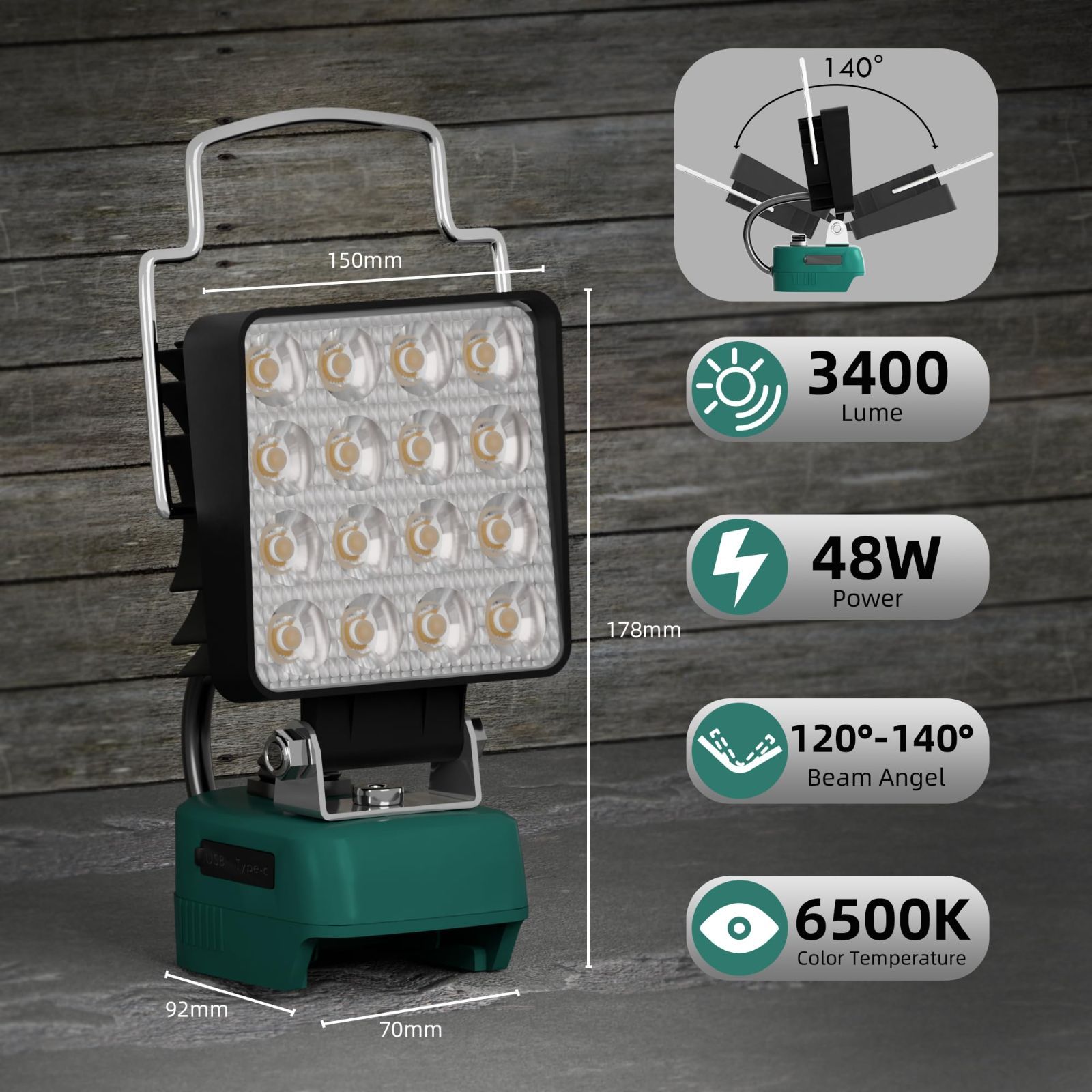 特価】マキタ ライト18Vバッテリー互換 充電式 ワークライト LED