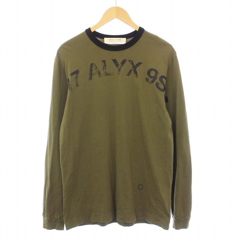 アリクス ALYX 1017 9SM Tシャツ ロンT カットソー 長袖 ロゴプリント M カーキ /KH