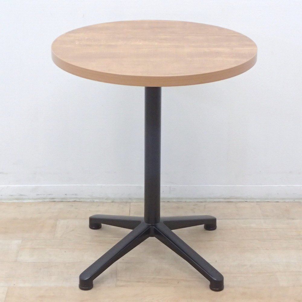 丸テーブル 木目 ブラック 直径60cm カフェテーブル ラウンドテーブル コンパクト 休憩室 ミーティング 多目的 EG18786 オフィス家具