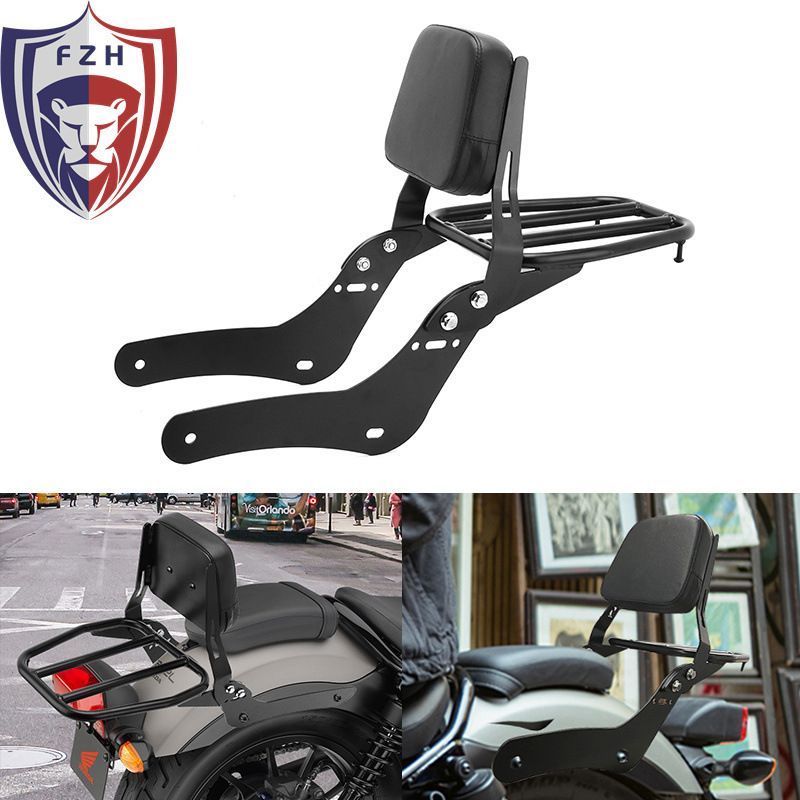 ホンダ REBEL レブル CMX500|300 2017〜2025年 用 リアキャリア＆バックレストセット 背もたれ 荷台 ブラック