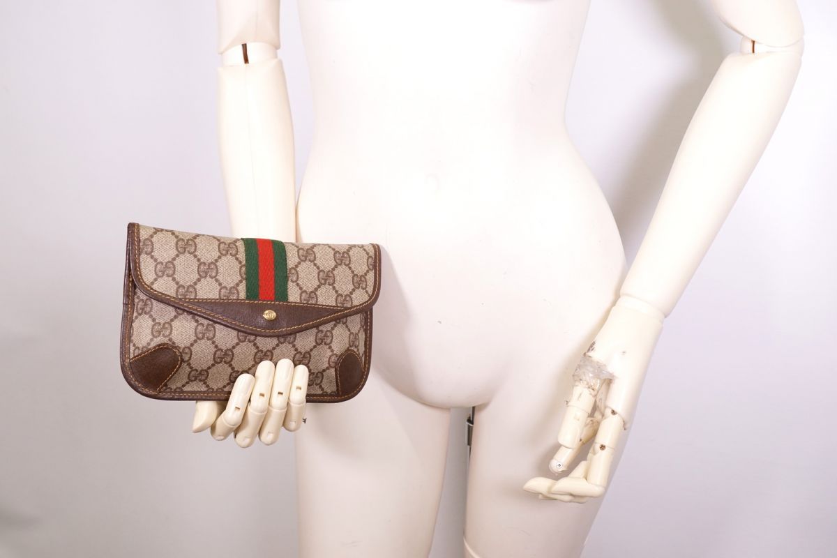 GUCCI オールドグッチ シェリーライン ミニクラッチバッグ ポーチ