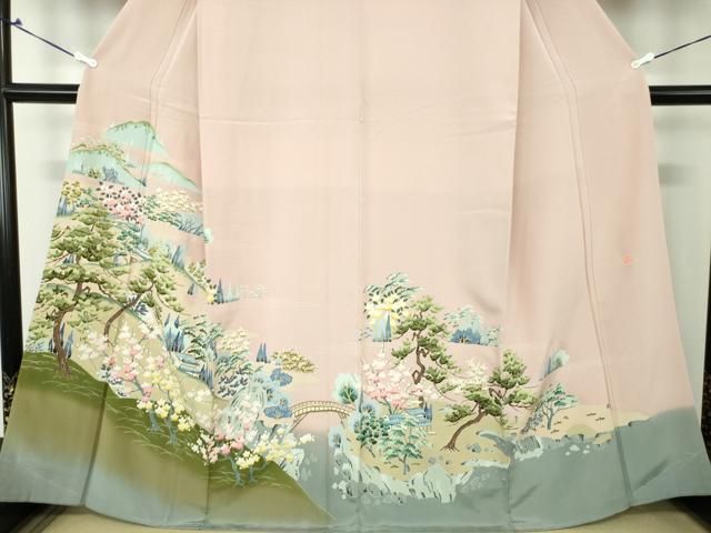 平和屋着物○本加賀友禅作家 小田美知代 訪問着 風景花文 暈し染め  