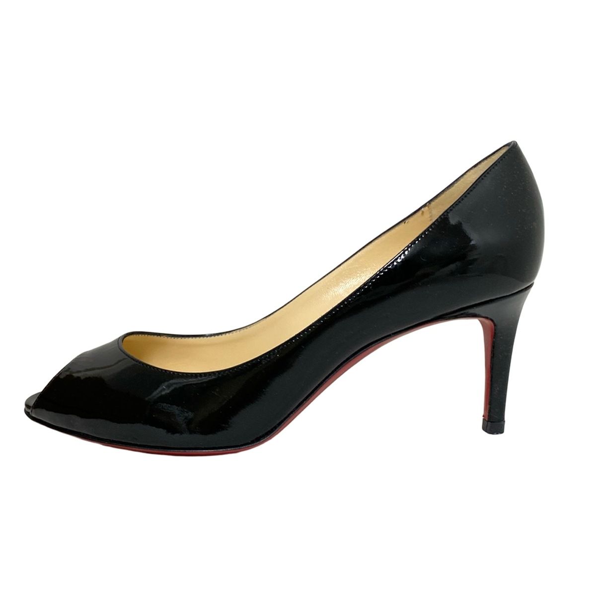 CHRISTIAN LOUBOUTIN クリスチャンルブタン パンプス 37 レディース - 黒 オープントゥ レザー