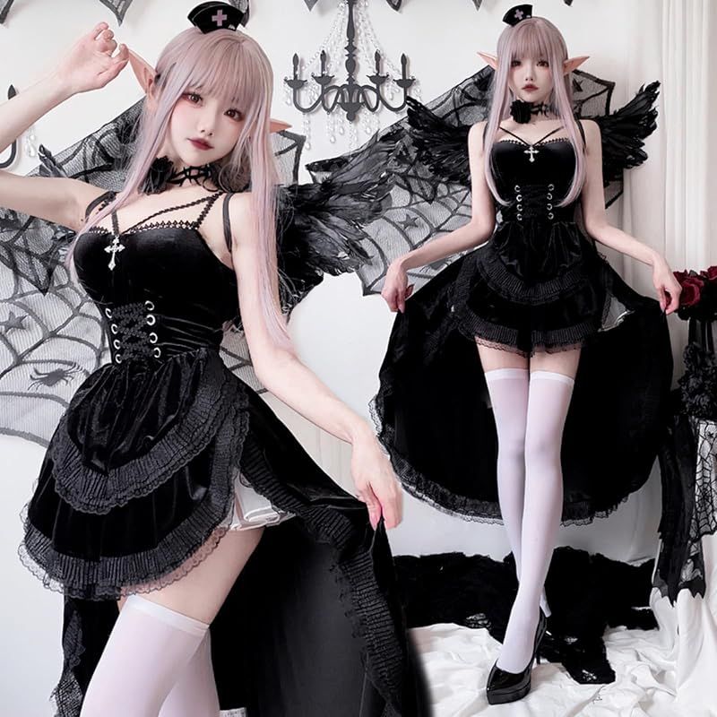 JUNDOMECY] 魔女 デビル コスプレ 小悪魔 セクシー 6点セット 羽
