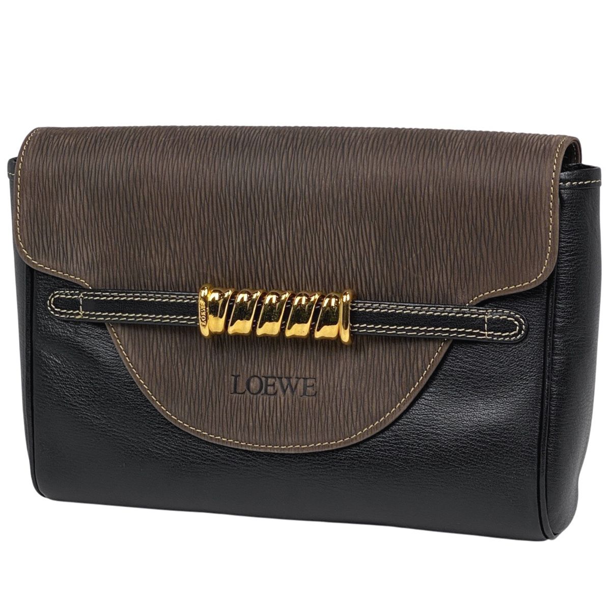 ロエベ LOEWE ベラスケス セカンドバッグ ツイスト クラッチバッグ セカンドバッグ レザー ブラック ブラウン レディース