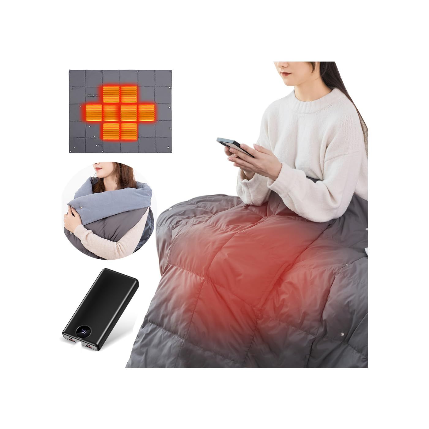 RAVAcoco USB電気掛けしき兼用毛布 電気毛布 電気ブランケット