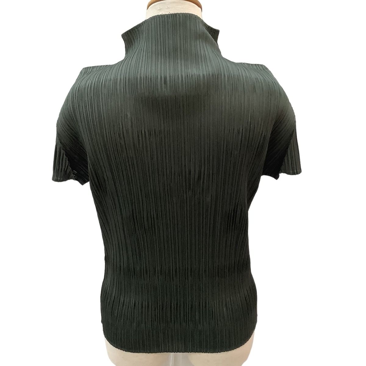 ISSEY MIYAKE イッセイミヤケ PLEATS PLEASE 襟フリンジ 変形シャツ SIZE 3 PP71-JD144 カーキ やや傷や汚れあり ♪♪ISSEY MIYAKE イッセイミヤケ PLEATS PLEASE 襟フリンジ
