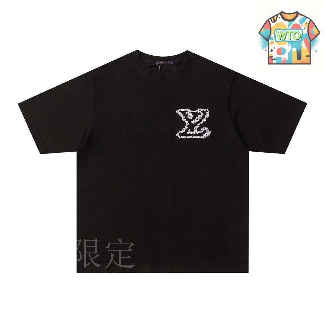 ルイヴィトン 男女兼用 グラフィティ Tシャツ XXS　黒　白　ロゴ総柄 2300043677879_c4ac2fef-49ab-