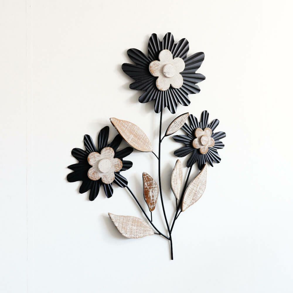 ウォールアート 壁掛け 壁飾り 花 フラワー 3個 アイアン ウォールデコ インテリア 飾り ディスプレイ 雑貨 おしゃれ かわいい