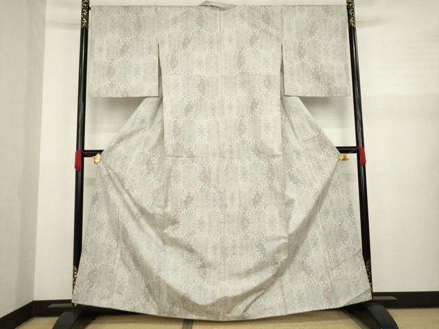 平和屋着物○本場大島紬 白大島 カタス9マルキ 短冊飾花文 正絹