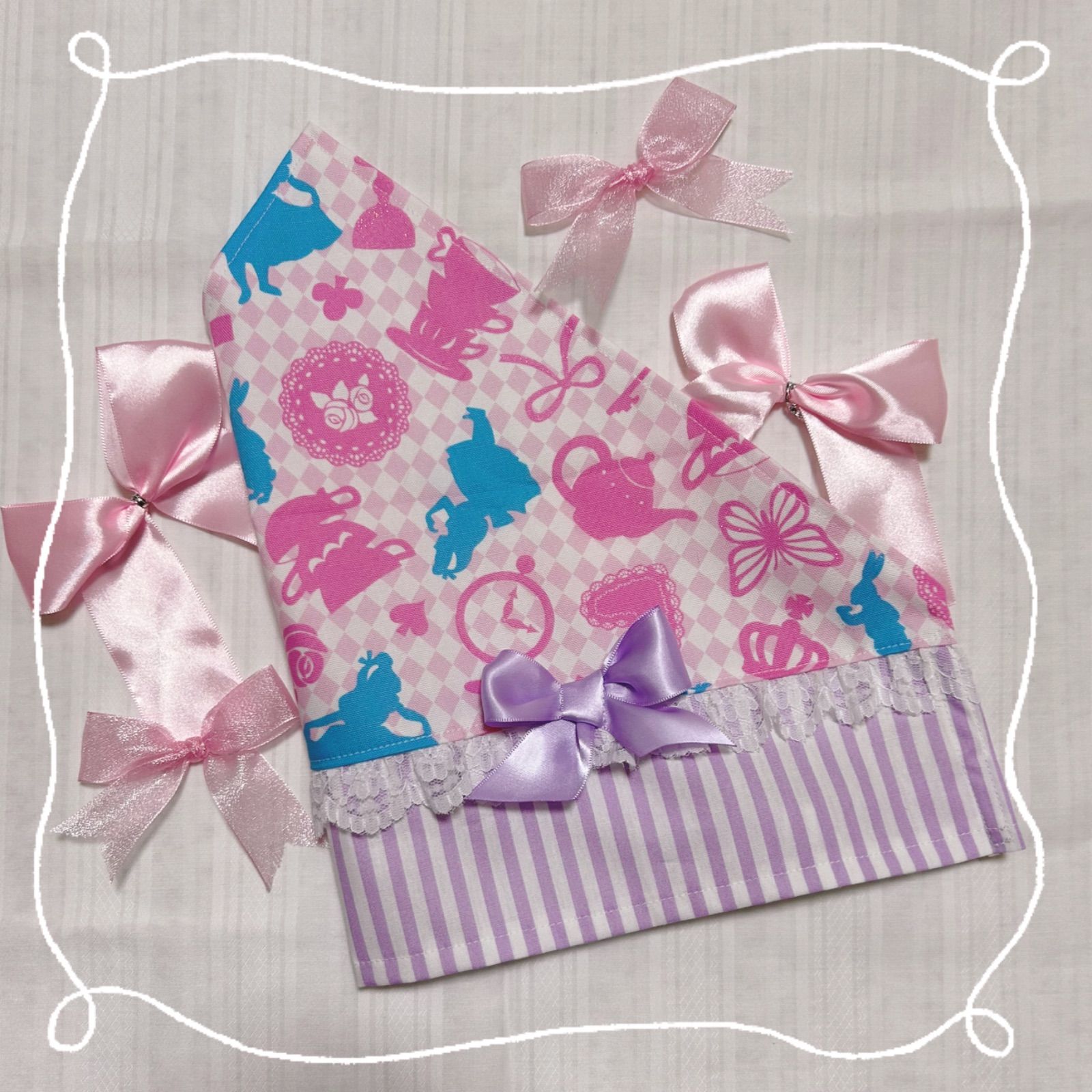 桃祐様ご確認用 ハンドメイド アリス柄 ストライプ ギャザースカート  