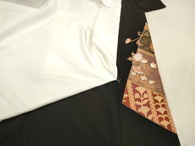 平和屋着物○豪華黒留袖 作家物 駒刺繍 鳳凰花唐草文 金彩