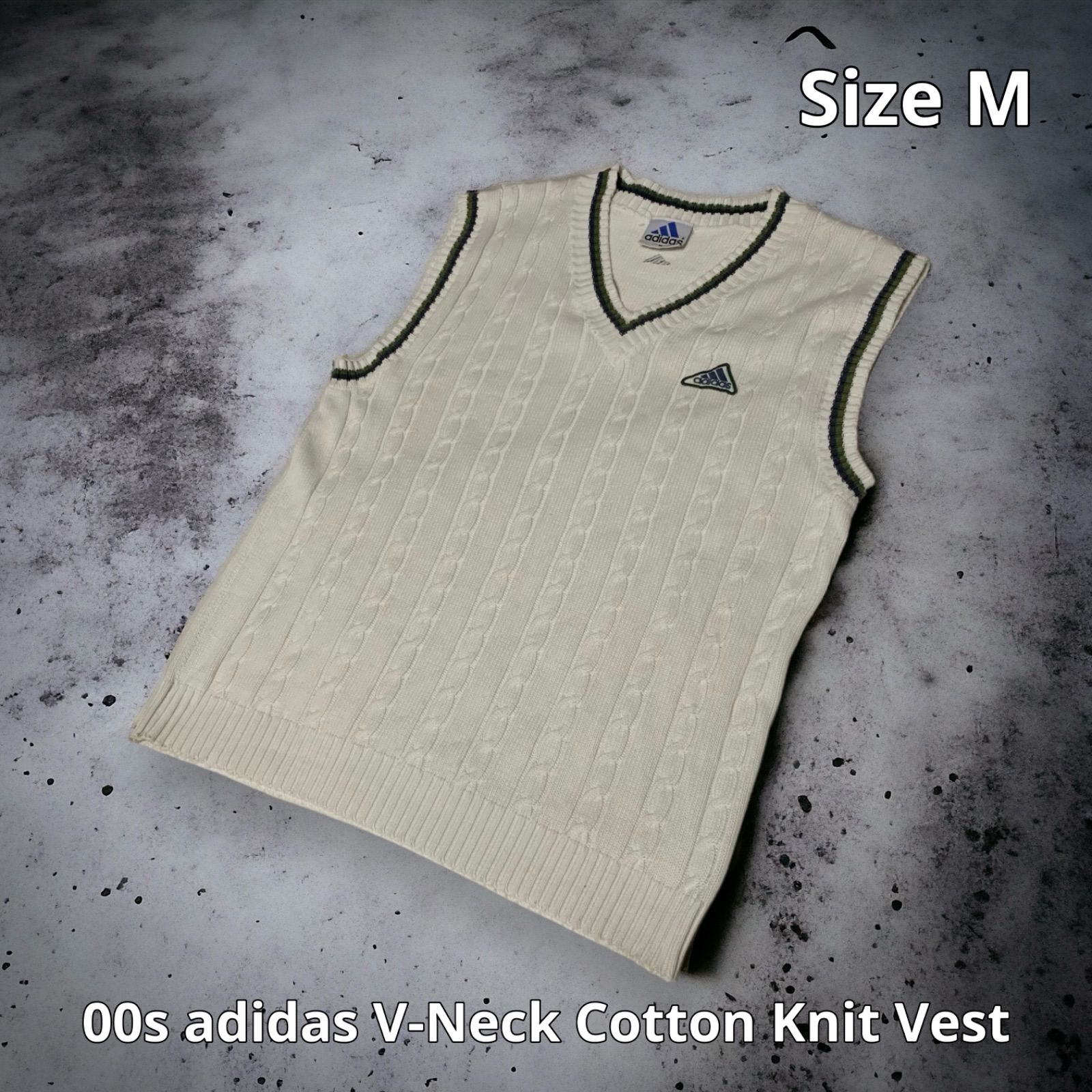 00s adidas V-Neck Cotton Knit Vest アディダス コットンニットベスト 