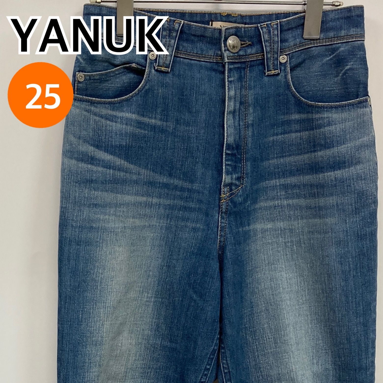 YANUK ヤヌーク パンツ ストレートパンツ デニム ブルー 日本製 レディース 25サイズ CB725