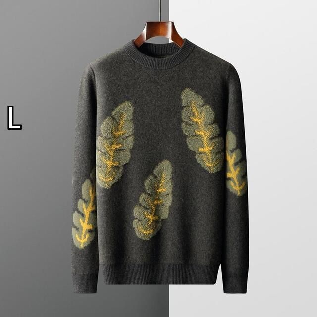 [L]秋冬 コーデ メンズ  服 シンプル ファッション オシャレ 大人 かっこいい 大きいサイズ ストリート 紳士服  ジャカード プルオーバー セーター ラウンドネック カジュアル ニット ウール