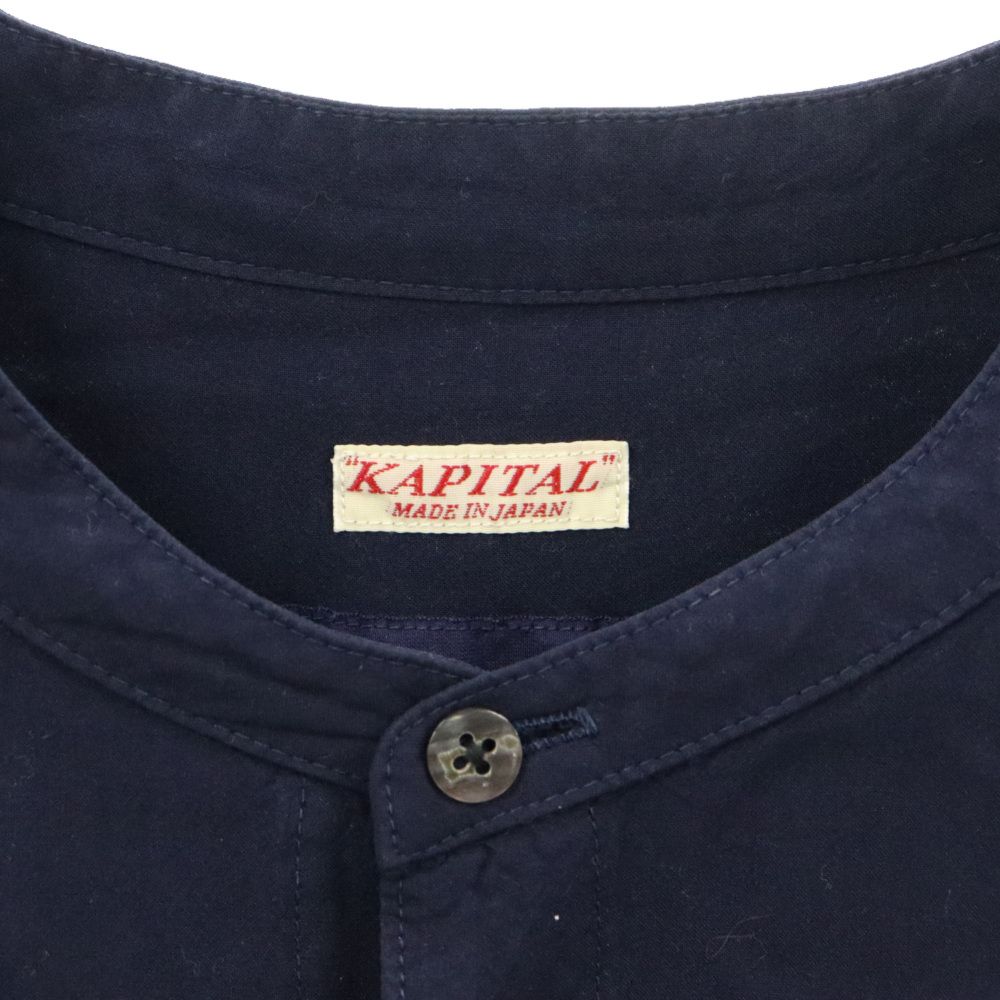 KAPITAL (キャピタル) パッチワークバンダナ切替 ノーカラーシャツ ネイビー KR2110LS05 - メルカリ