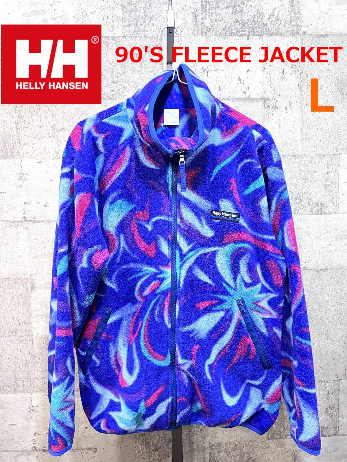 90s HellyHansen ヘリーハンセン 総柄フリースジャケット 90'S ヘリーハンセン 総柄 フリースジャケット L メンズ HELLY HANSEN