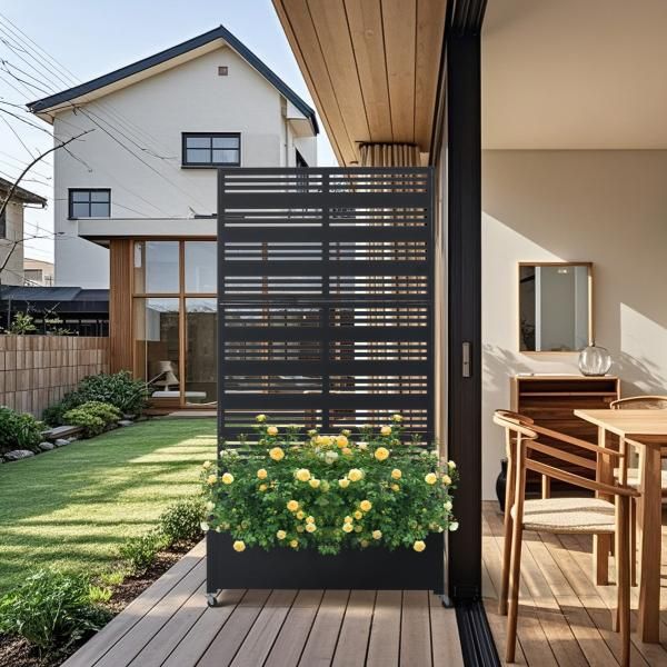 フェンス プランター付き 目隠し 90*40*170cm プランター付き 電着塗装 簡単設置 プランター ガーデンラティス プランターボックス 花壇フェンス 花立て 爆買