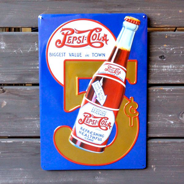 エンボスメタルサイン 「ペプシコーラ PEPSI GOLDEN」 Pepsi Cola Bland 看板 アメリカ雑貨 アメリカン雑貨
