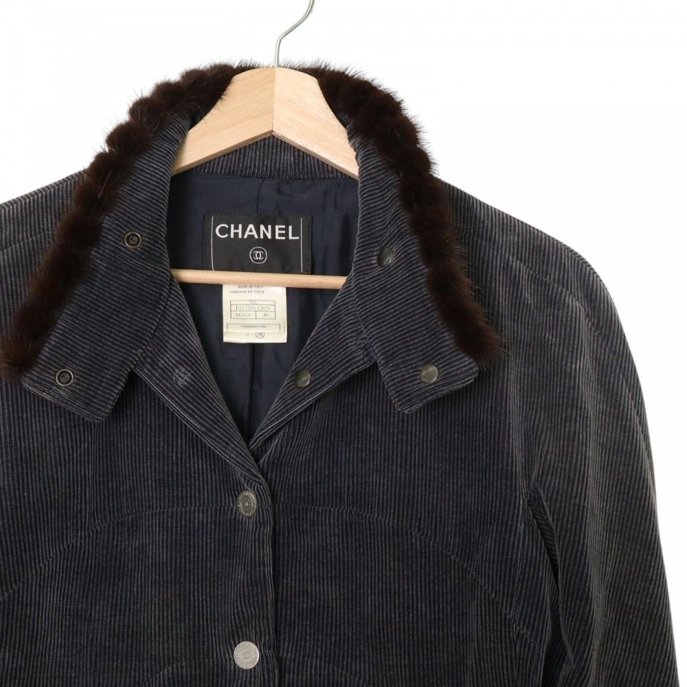 シャネル アウター レディース コーデュロイ ファー ジャケット ココ  