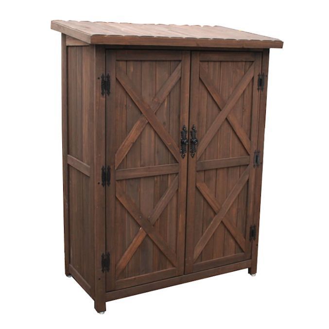 カントリー調ストッカー 木製収納庫 物置 収納庫 576