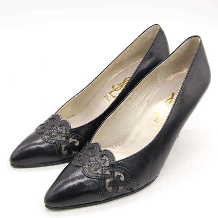 イヴサンローラン パンプス ポインテッドトゥ ブランド シューズ 靴 黒 レディース 35.5サイズ ブラック YVES SAINT LAURENT