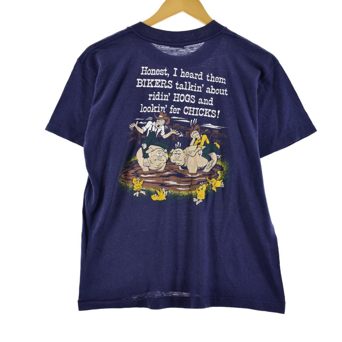 古着 90年代 TOPHALF ブタ柄 胸ポケット アニマルプリントTシャツ USA 