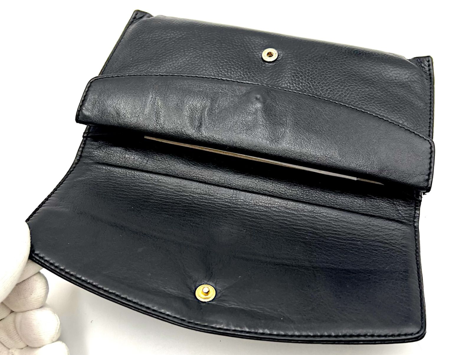 CHANEL シャネル 二つ折り キャビアスキン デカココ 財布 CHANEL シャネル 二つ折り キャビアスキン デカココ 財布