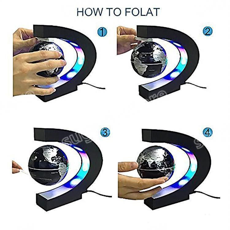 磁気浮上地球儀 C型 世界地図 LEDライト 球体 自動回転 浮くライトアップ リニア型 飾りオフィス カラフル 点灯LMQ63人気急上昇 WWW_NOITHATQUANGTHANH_NET