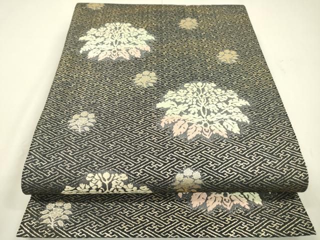 平和屋着物▽六通柄袋帯 唐織 天平唐花文錦文様 金糸 正絹 逸品
