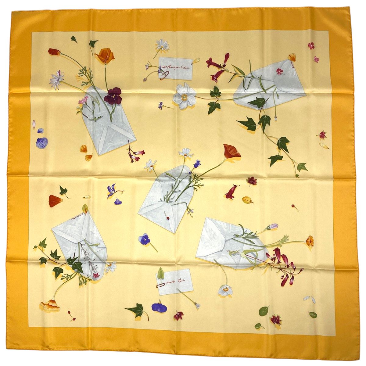 エルメススカーフ　花のてがみ カレ90 エルメス HERMES カレ90 Des fleurs pour le dire 花の手紙