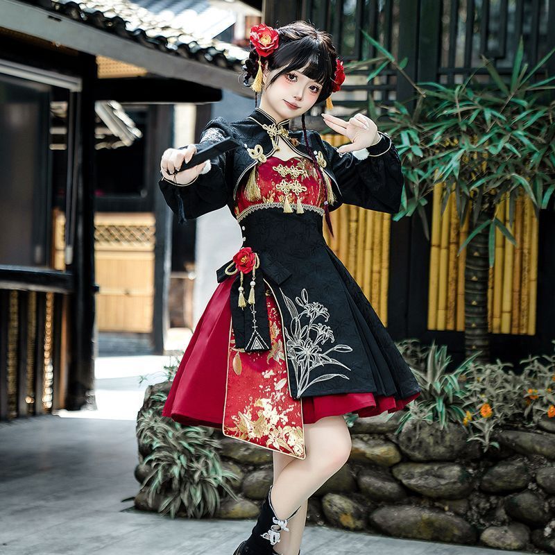 OZZ ON JAPAN 紅葉風靡 キャミワンピ 青 ロリィタ 中華 チャイナ OZZ