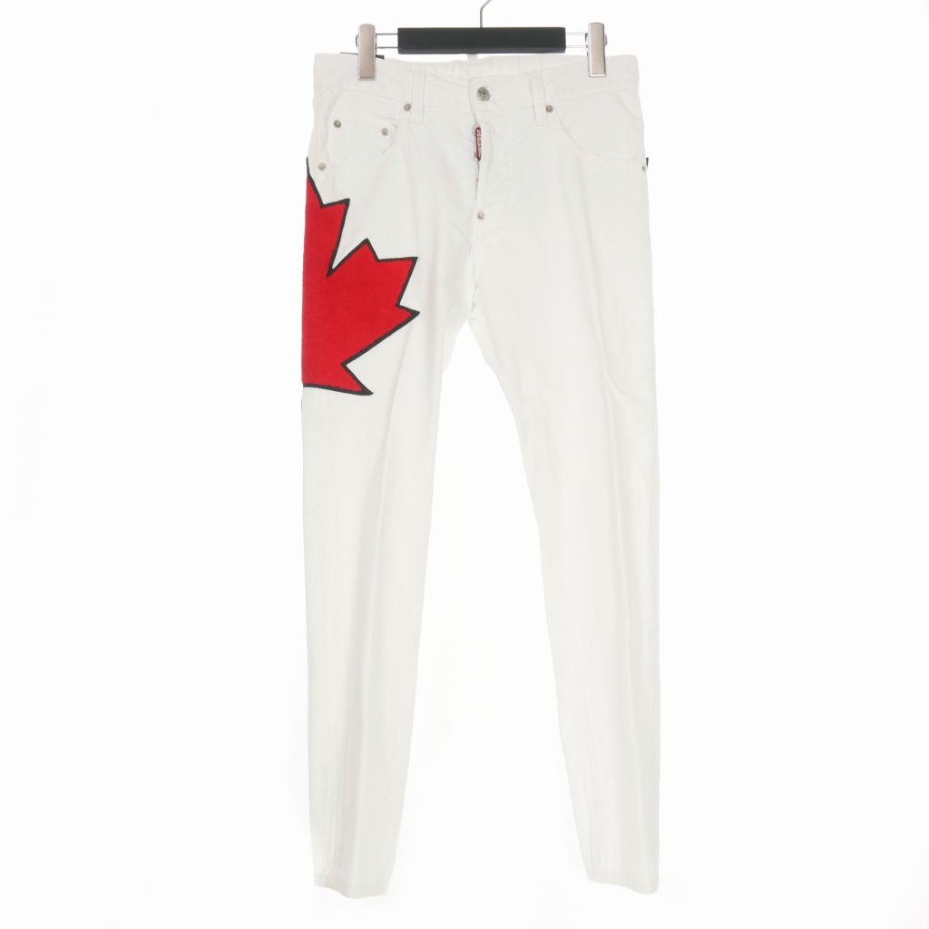 ディースクエアード DSQUARED2 22SS ロゴワッペンデニムパンツ ジーンズ 42 ホワイト 白 S74LB1093 国内正規