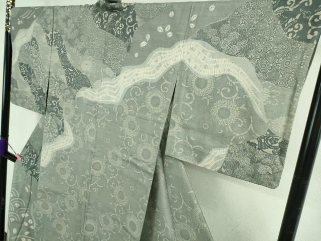 平和屋着物□極上 伝統工芸士 七代目 吉澤与市 赤城紬 訪問着 単衣