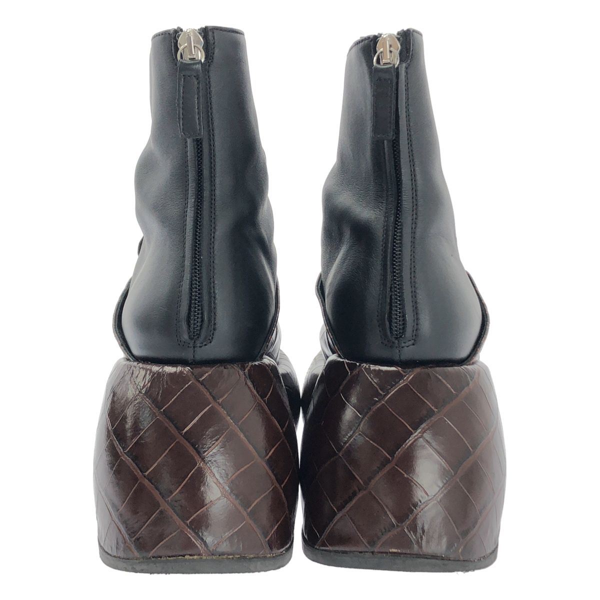 美品　HIMIKO レースアップトラックソールブーツ　25センチ　本革　黒 ヒミコ 卑弥呼 レースアップトラックソールブーツ/631407