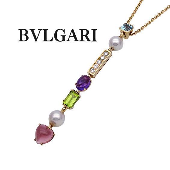 ブルガリ BVLGARI ネックレス レディース ブランド ダイヤモンド パール 真珠 750PG ピンクゴールド アレグラ カラーストーン  ジュエリー おしゃれ 大ぶり パーティ 大人