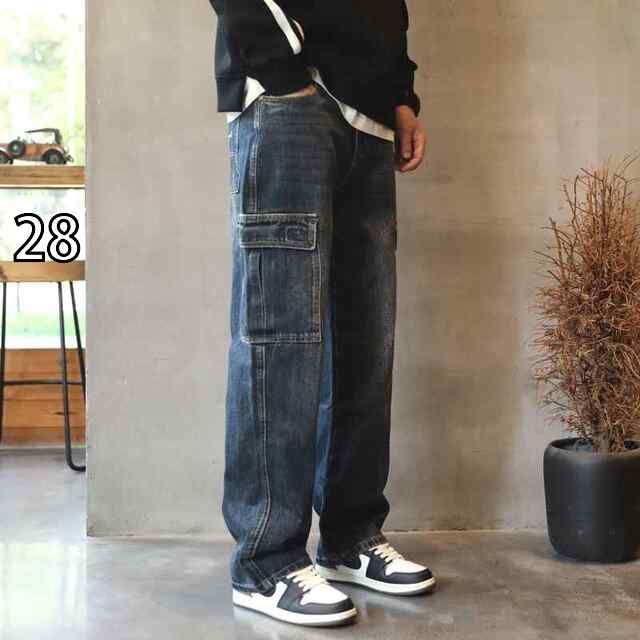 [28]メンズ ファッション 服 男性用 オシャレ シンプル 大人 かっこいい 大きいサイズ ストリート 紳士服 アメリカ ストリート ワークウェア ジーンズ カジュアル ストレート レッグ ヒップ ホップ ワイド レッグ ロング パンツ スタイル