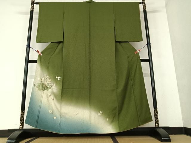 平和屋着物○訪問着 刺繍 花蝶文 暈し染め 金彩 やまと誂製 正絹 逸品  