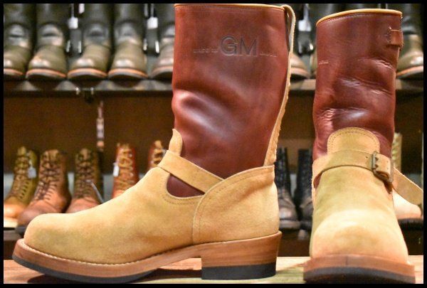 10 MADE IN GM JAPAN エンジニア バーガンディ×ラフアウト ビブラム705ダブルミッド ジュンムラカミ ブーツ HOPESMORE FJ025