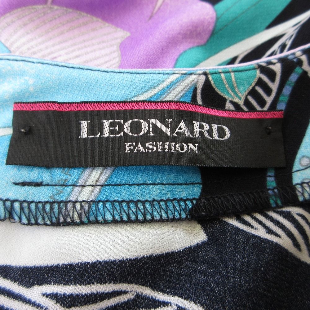 美品✨LEONARD フラワーチュニック 半袖 ネイビー 美品✨LEONARD