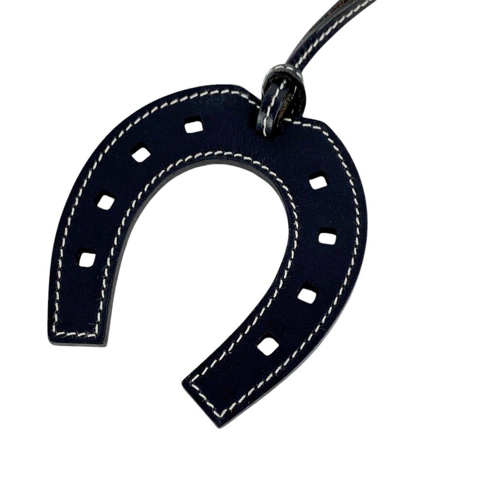■美品■　エルメス パドック ホースシュー 馬蹄 モチーフ バッグ チャーム レザー ブラック 箱 【304941】6 □美品□ エルメス パドック ホースシュー 馬蹄 モチーフ バッグ