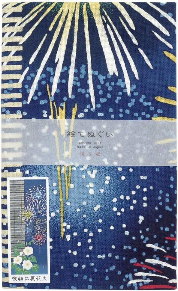 濱文様 絵てぬぐい 夜顔に夏花火 約90×34cm 綿100％ 日本製 新品 13605 メルカリ